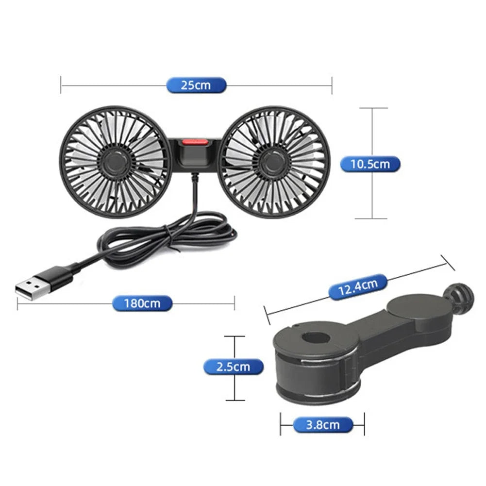 Dual-Head Fan for Car Seats Dual-Head Fan for Car Seats